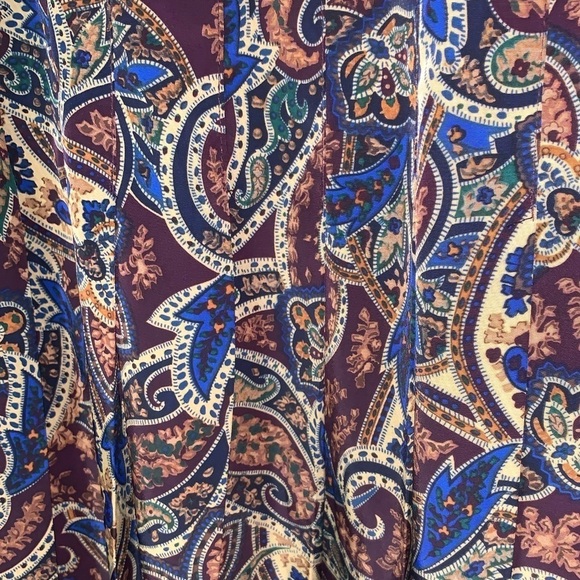 Paisley Pleated Vintage Skirt with Matching Wide Scarf /Head Wrap 12 Petite - Picture 2 of 8